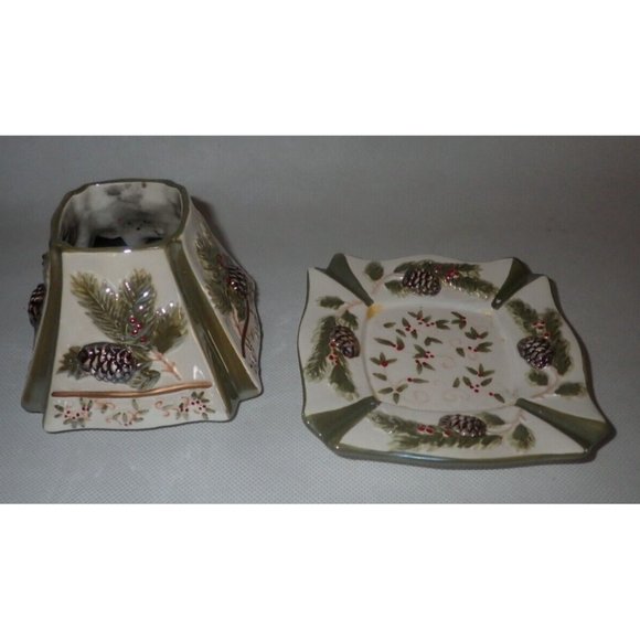 Yankee‎ Candle Smal Jar Topper Pinecones w/ coaster plate - Picture 1 of 5